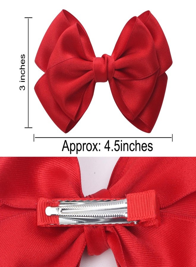 Zolyco 4.5 Inches Double Hair Bows for Women Girls Thick Ribbon Boutique Alligator Clips Hair Accessories for Older Kids Children Young Girls 2 Pcs (Red) - Image 4